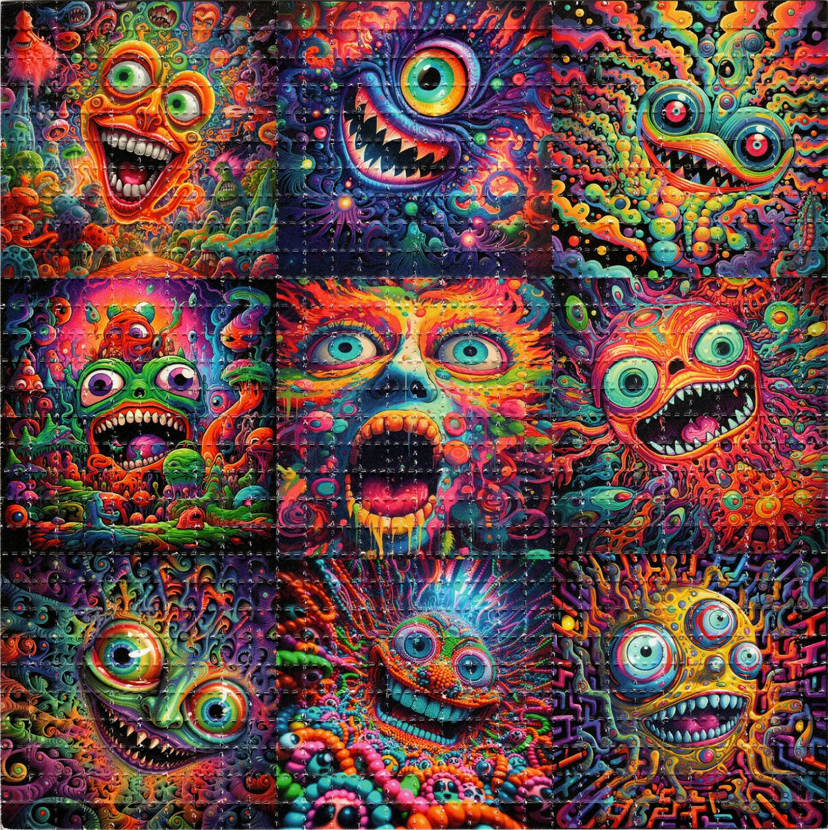 Tripping Faces BLOTTER ART acid free perforated lsd paper – Kesey Art