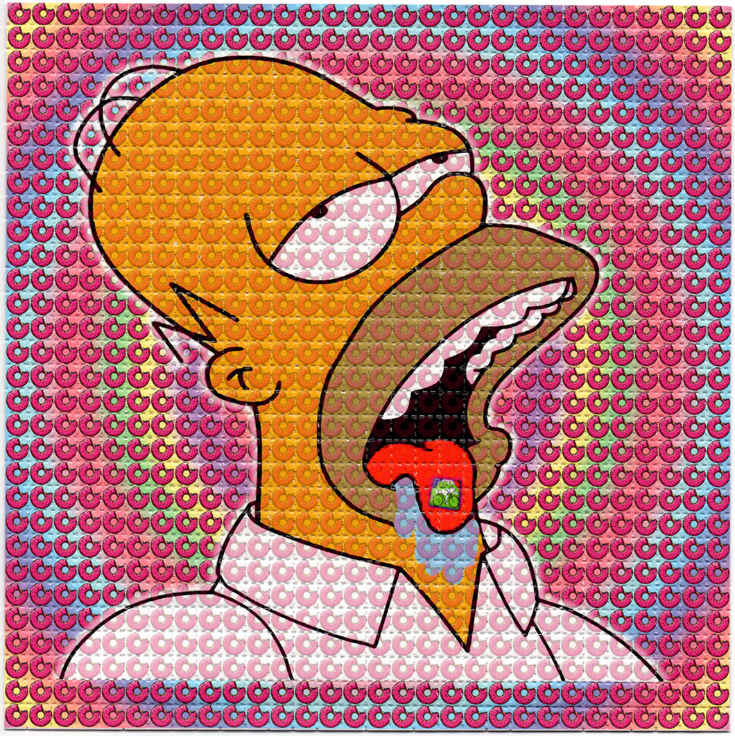 Doped Homer Bicycle Day Donut Trip BLOTTER ART acid free perforated lsd paper