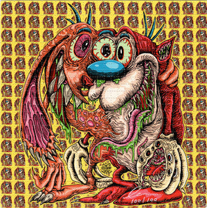 Ren and Stimpy by Rob Israel Signed and Limited Edition BLOTTER ART acid free perforated lsd paper