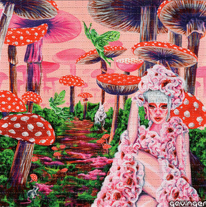 Red Alice in Shroomland by Gavinger Signed and Limited Edition BLOTTER ART acid free perforated lsd paper