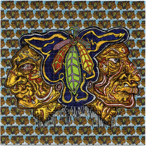 Hawk Feathers By Melty Bros Aaron Brooks and Vincent Gordon Abrooks Signed , Limited Edition of 150 Blotter art