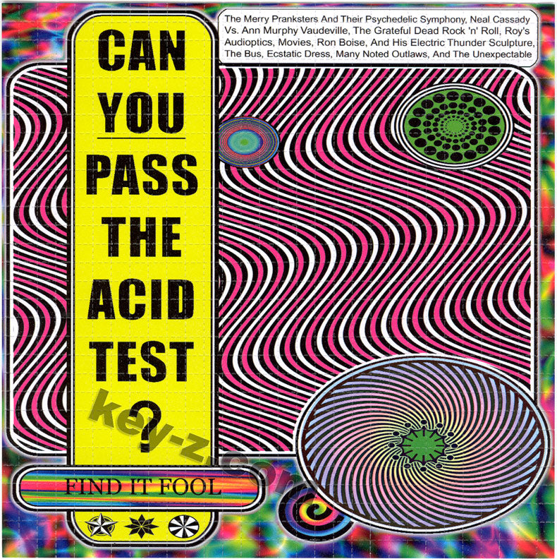 Swirly Can You Pass The Acid Test classic BLOTTER ART acid free perforated lsd paper