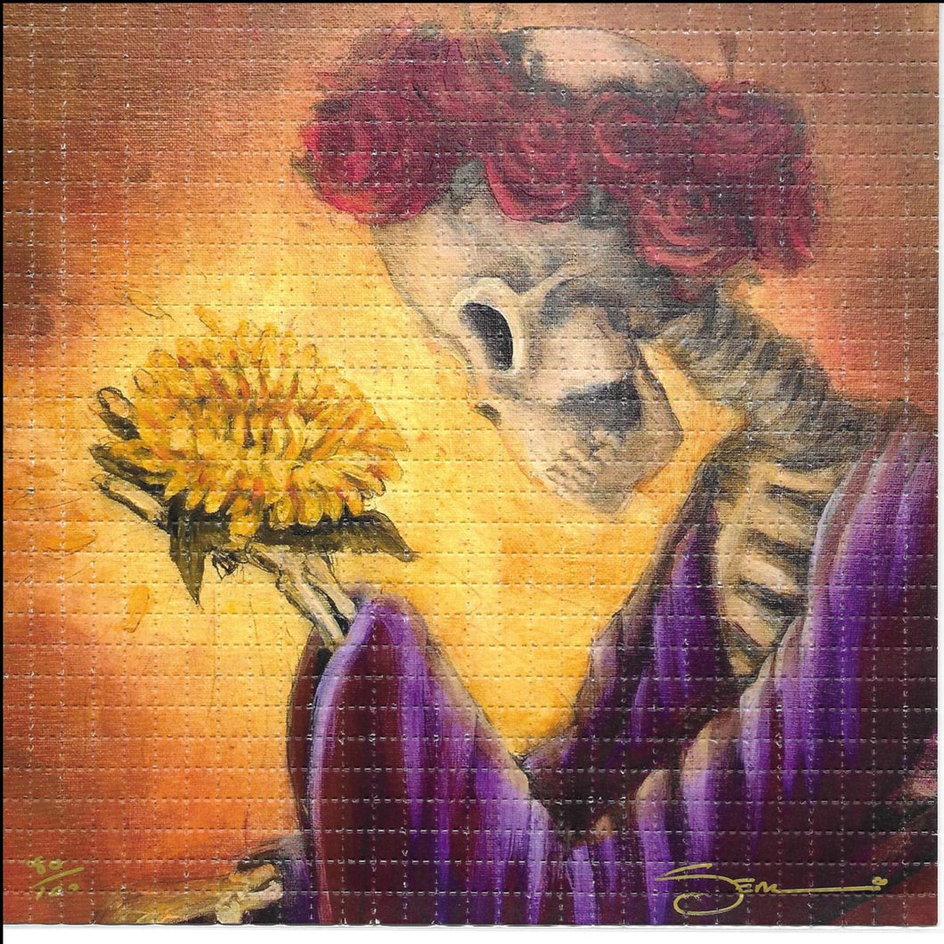 Bertha With Chrysanthemum by Mark Serlo Signed & Numbered BLOTTER ART acid free perforated lsd paper