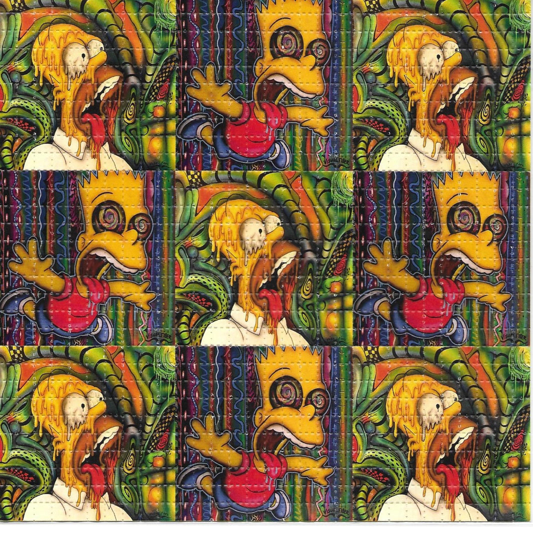 Homer and Bart Trip Out by Visual Fiber Signed and Numbered BLOTTER ART acid free perforated lsd paper
