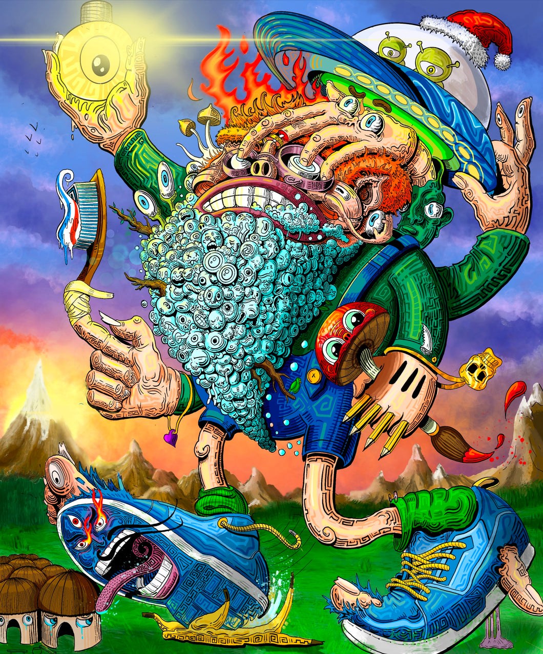 Tooth Brushin' Gnome by Jamie Inklings giclee fine art print