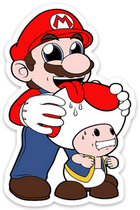 Mario Licking Toad Psychedelic Die Cut Sticker