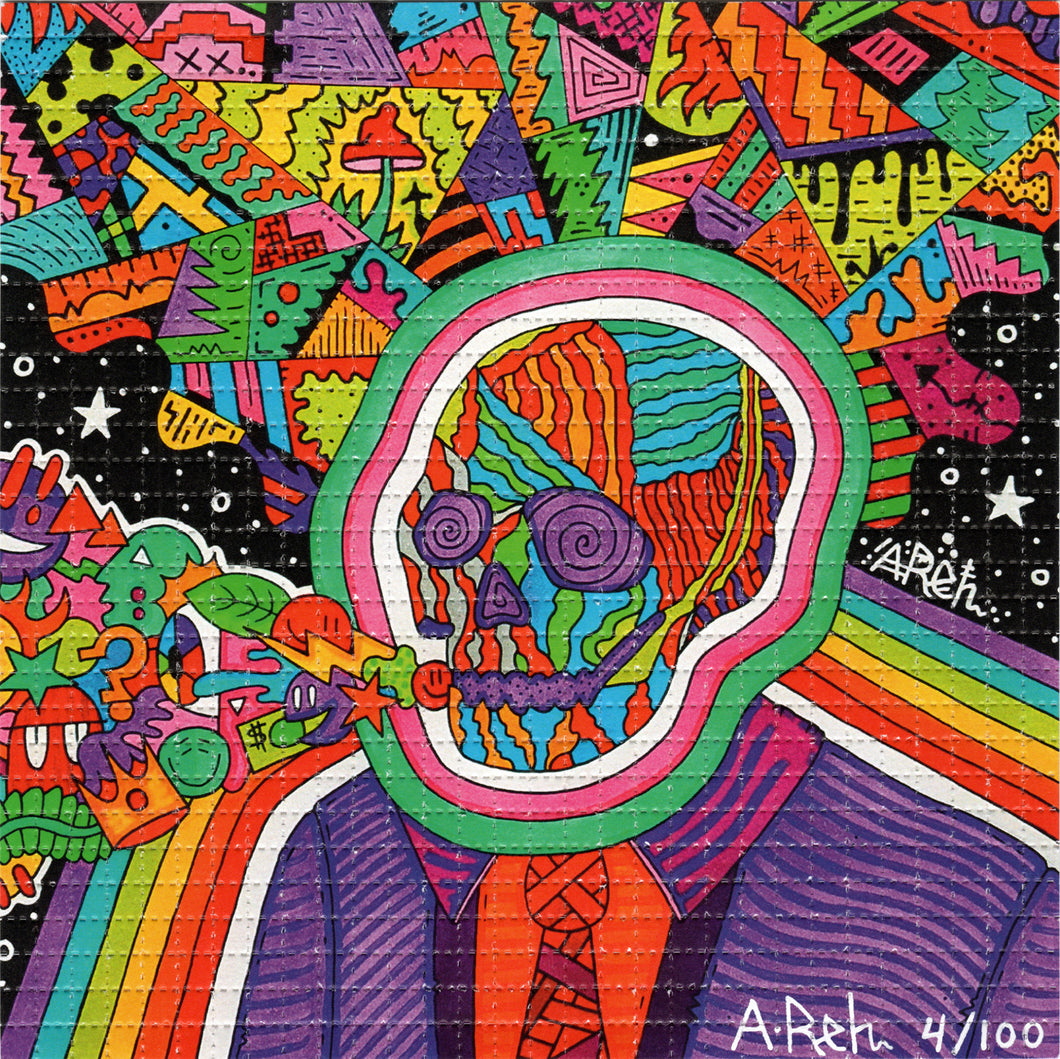Areh Skull by Areh Signed & Numbered BLOTTER ART acid free perforated lsd paper