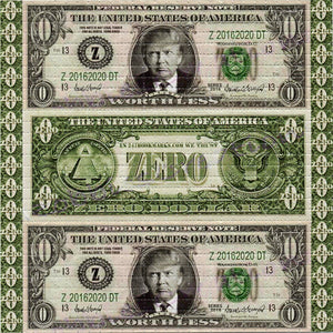 Donald Trump Zero Dollar Bill BLOTTER ART acid free perforated lsd paper