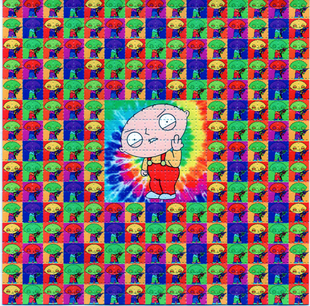Stewie Griffin Family Guy Tripping Out BLOTTER ART acid free perforated lsd paper
